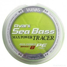 Леска плетеная Varivas Sea Bass Max Power PE 8 Braid TRACER 1 0,165мм 150м зеленая (8 жил)